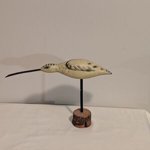 Heritage Mint Wooden Carved Curlew, Shore Bird On A Stand. Antique Like Finish.